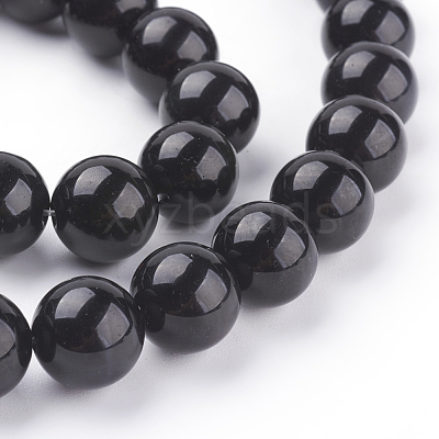 Natural Obsidian Beads Strands G-G099-12mm-24-1