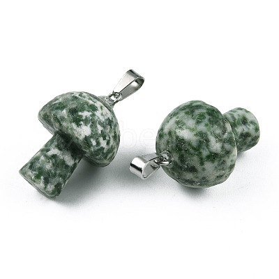 Natural Green Spot Jasper Pendants X-G-N0325-10Q-1