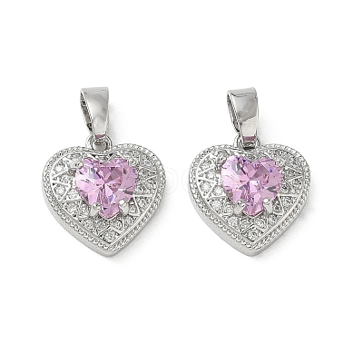 Valentine's Day Brass Micro Pave Pearl Pink Cubic Zirconia Charms KK-A299-14P-1
