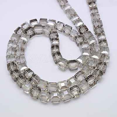 Faceted Cube Shaped Crystal Glass Beads Strands GLAA-F008-F03-1