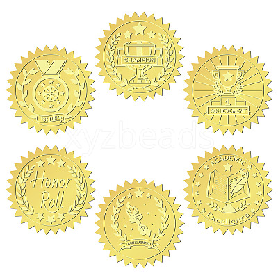 6 Patterns Aluminium-foil Paper Adhesive Embossed Stickers DIY-WH0451-001-1