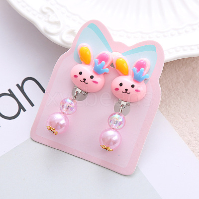 Alloy Plastic Clip-on Earrings for Kid WG21FF0-05-1
