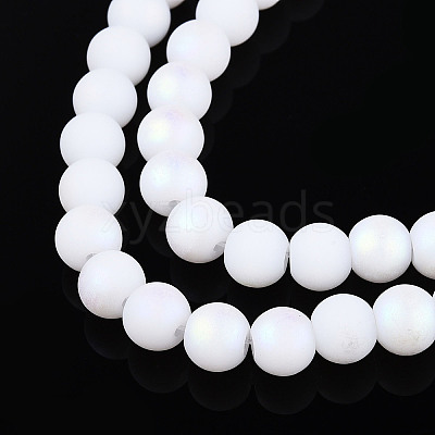 Frosted Opaque Glass Beads Strands GLAA-T032-P6mm-MBB02-1