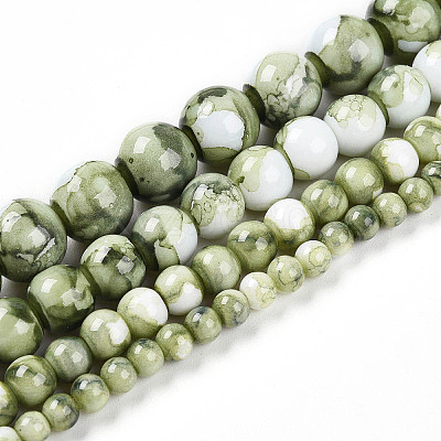 Baking Paint Glass Beads Strands X-DGLA-N003-10mm-C06-1