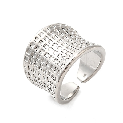 Tartan Brass Wide Open Cuff Rings for Women RJEW-A046-11P-1