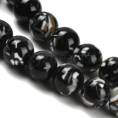 Assembled Synthetic Stone and Trochus Shell Beads Strands G-B128-08C-04-1