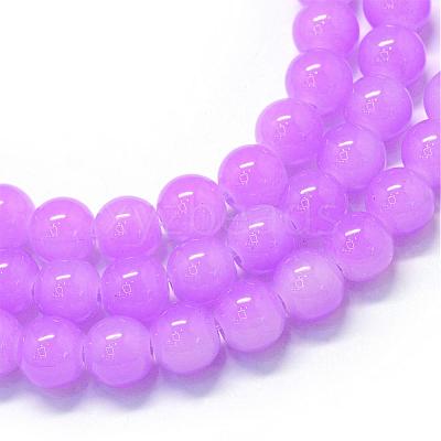 Baking Paint Imitation Jade Glass Round Bead Strands DGLA-Q021-6mm-44-1