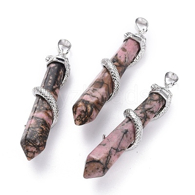 Natural Rhodonite Big Pointed Pendants G-F696-B04-1