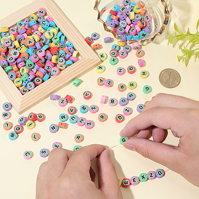400Pcs Printed Handmade Polymer Clay Beads CLAY-PA0001-35-1