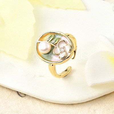 Brass Enamel Cuff Rings RJEW-K291-03G-02-1