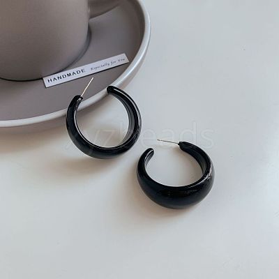 Acrylic C-Shape Stud Earrings FS-WG8BEC0-06-1