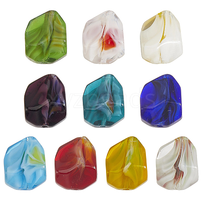 120Pcs 10 Colors Handmade Gold Sand Lampwork Beads Strands LAMP-PA0001-13-1