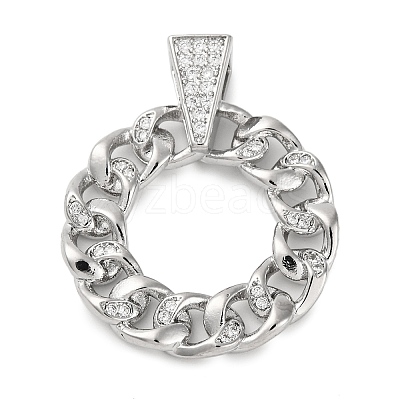 Rack Plating Brass Micro Pave Cubic Zirconia Pendants KK-M021-08P-1