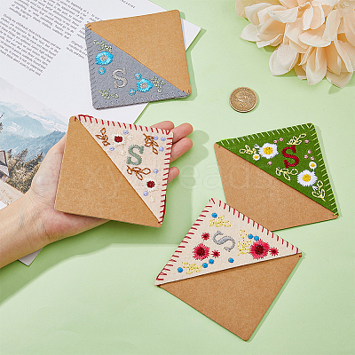 4Pcs 4 Style Felt Embroidery Bookmarks FIND-HY0003-46S-1