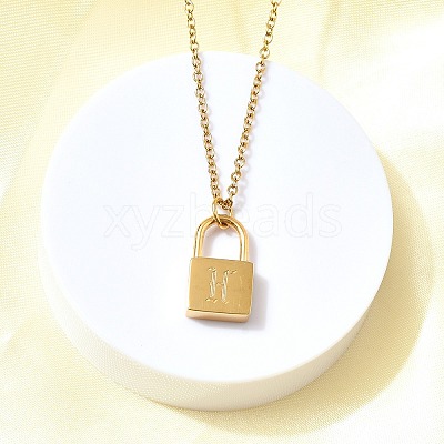 304 Stainless Steel Rolo Chain Pendant Necklaces NJEW-S444-01G-08-1