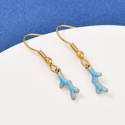 Ocean Series 304 Stainless Steel Enamel Dangle Earrings EJEW-K017-01G-G-1