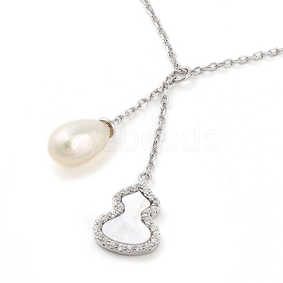 925 Sterling Silver with Shell Necklaces STER-Z009-17P-1