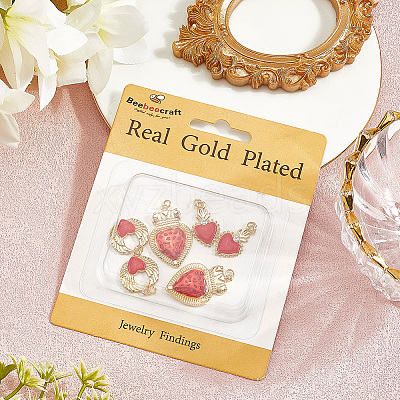 6Pcs 3 Styles Brass Enamel Pendants KK-BBC0019-86-1