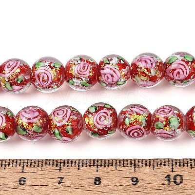 Handmade Foil Glass Beads Strands FOIL-N033-04E-1