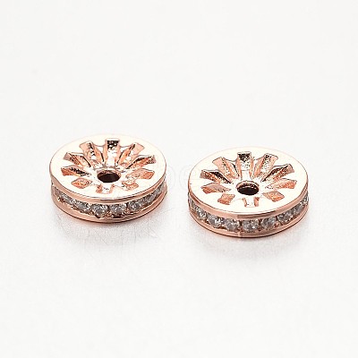 Brass Micro Pave Grade AAA Cubic Zirconia Beads ZIRC-O010-6mm-07RG-NR-1