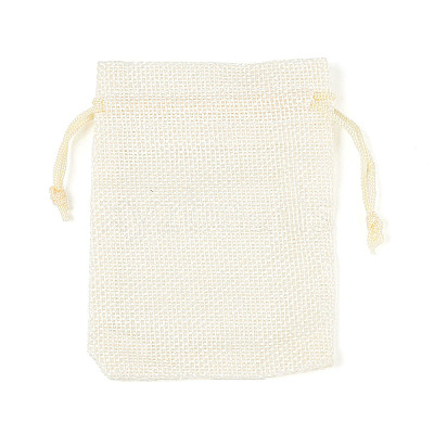Polyester Imitation Burlap Packing Pouches Drawstring Bags ABAG-R005-9x12-13-1