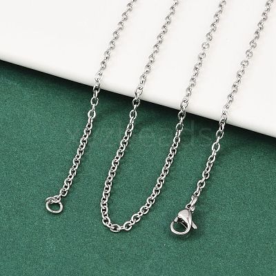 Non-Tarnish Classic Plain 304 Stainless Steel Mens Womens Cable Chain Necklace Making STAS-P045-01P-A-1