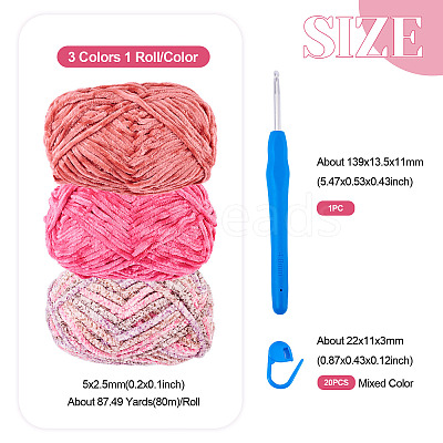 3 Rolls Polyester Chenille Wool Yarn OCOR-MB0001-06B-1
