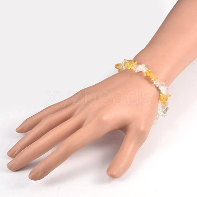 Chips Citrine(Dyed & Heated) Beaded Stretch Bracelets BJEW-JB01825-05-1