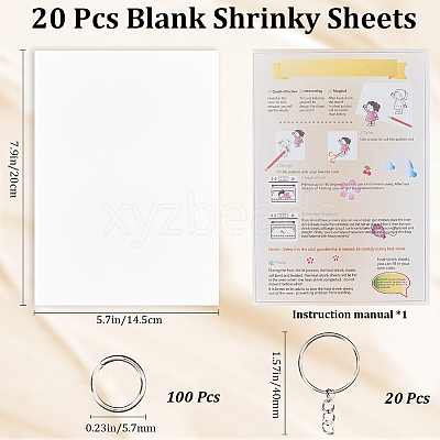 DIY Rectangle Plastic Heat Shrink Sheets Keychain Making Kits DIY-WH20010-13-1