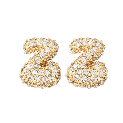 Brass Micro Pave Cubic Zirconia Stud Earrings EJEW-Z091-04G-Z-1