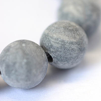 Frosted Natural Polychrome Jasper/Picasso Stone/Picasso Jasper Beads Strands X-G-E334-6mm-24-1