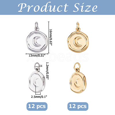 24Pcs 2 Colors 304 Stainless Steel Pendants STAS-HS0001-90C-1