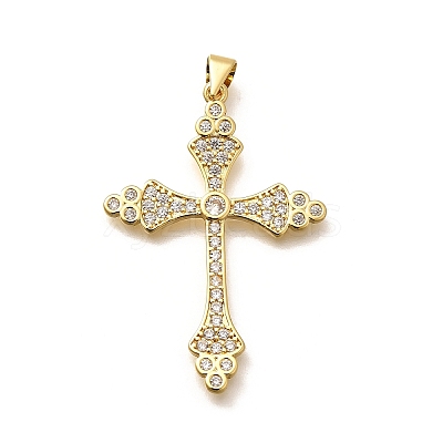Rack Plating Brass Micro Pave Cubic Zirconia Pendants KK-L226-005G-11-1