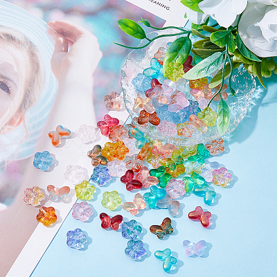 160Pcs 16 Style Transparent Baking Paint Glass Beads GLAA-FH0001-58-1