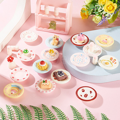 16Pcs 8 Colors Resin Dollhouse Dish AJEW-TA0003-40-1