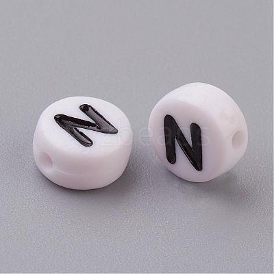 Acrylic Horizontal Hole Letter Beads X-PL37C9070-N-1