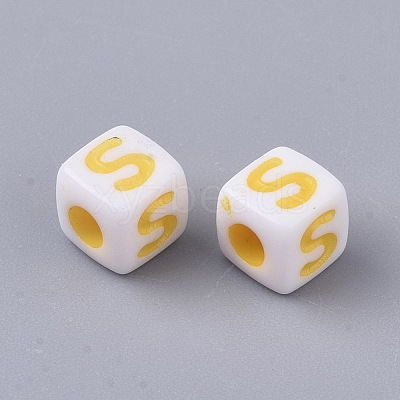 White Opaque Acrylic Beads MACR-R869-01S-1