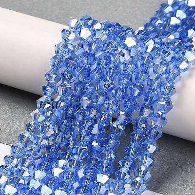 Transparent Electroplate Glass Beads Strands GLAA-F029-3mm-A07-1