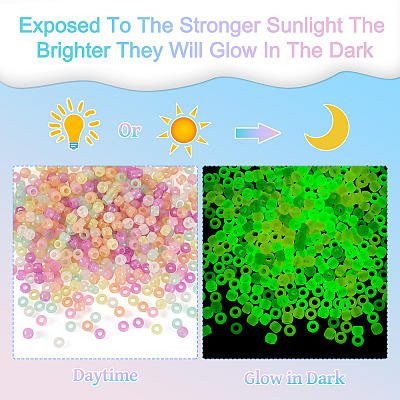 500Pcs Luminous Transparent Acrylic Beads LACR-TA0001-09-1
