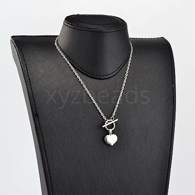 Tarnish Resistant Valentine's Day Heart 304 Stainless Steel Lariat Necklaces NJEW-JN01484-1