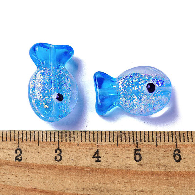 Handmade Foil Lampwork Fish Beads FOIL-Z001-01D-1