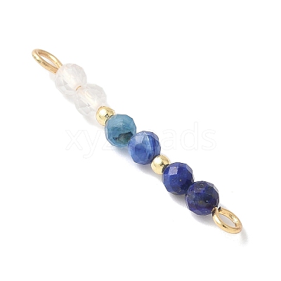 Faceted Round Natural Quartz Crystal & Lapis Lazuli & Kyanite Beaded Connector Charms PALLOY-JF03530-02-1