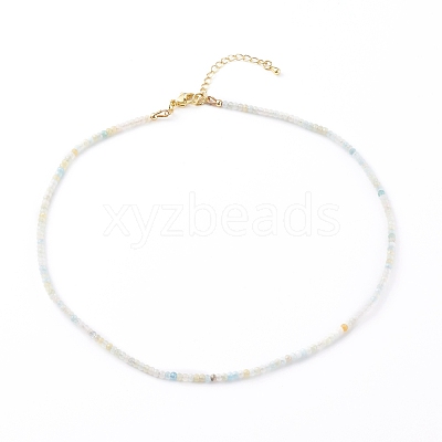 Rondelle Natural Morganite Beaded Necklaces NJEW-JN03404-01-1