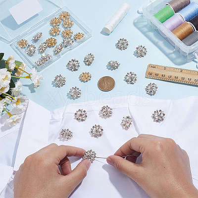 30Pcs Alloy Rhinestone Shank Buttons BUTT-HY0001-29-1