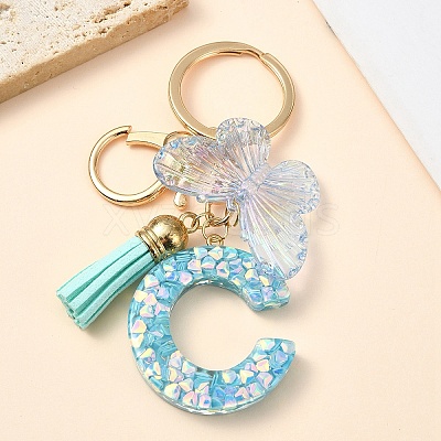 Resin & Acrylic & Faux Suede Tassel Keychain X1-KEYC-YW00117-03-1