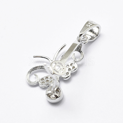 Anti-Tarnish Rhodium Plated 925 Sterling Silver Micro Pave Cubic Zirconia Pendant Bails STER-P034-56P-1