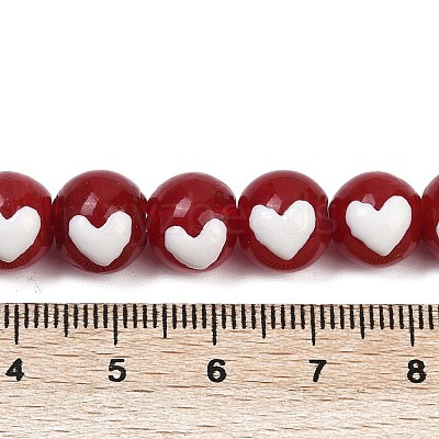 Round Handmade Lampwork Beads Strands LAMP-R004-01B-1