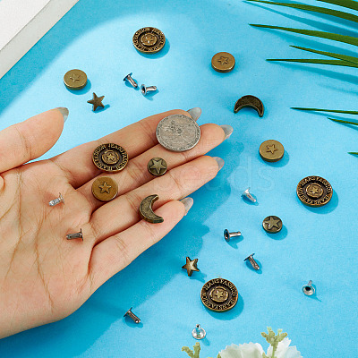 50Pcs 5 Styles Alloy River Studs FIND-TA0009-69-1
