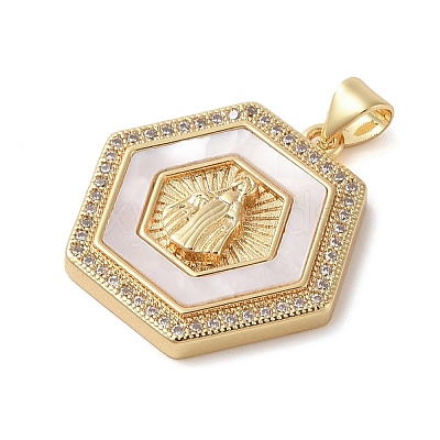 Brass Micro Pave Cubic Zirconia Pendants KK-I712-52G-08-1