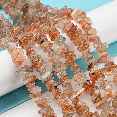 Natural Arusha Sunstone Chip Beads Strands G-G905-13-1